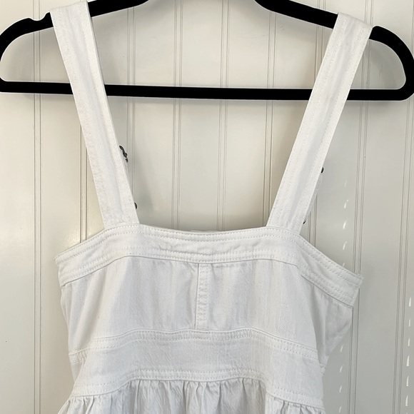 American Eagle Overall Dress Jumper white stretch denim material pockets size XS - Picture 11 of 16